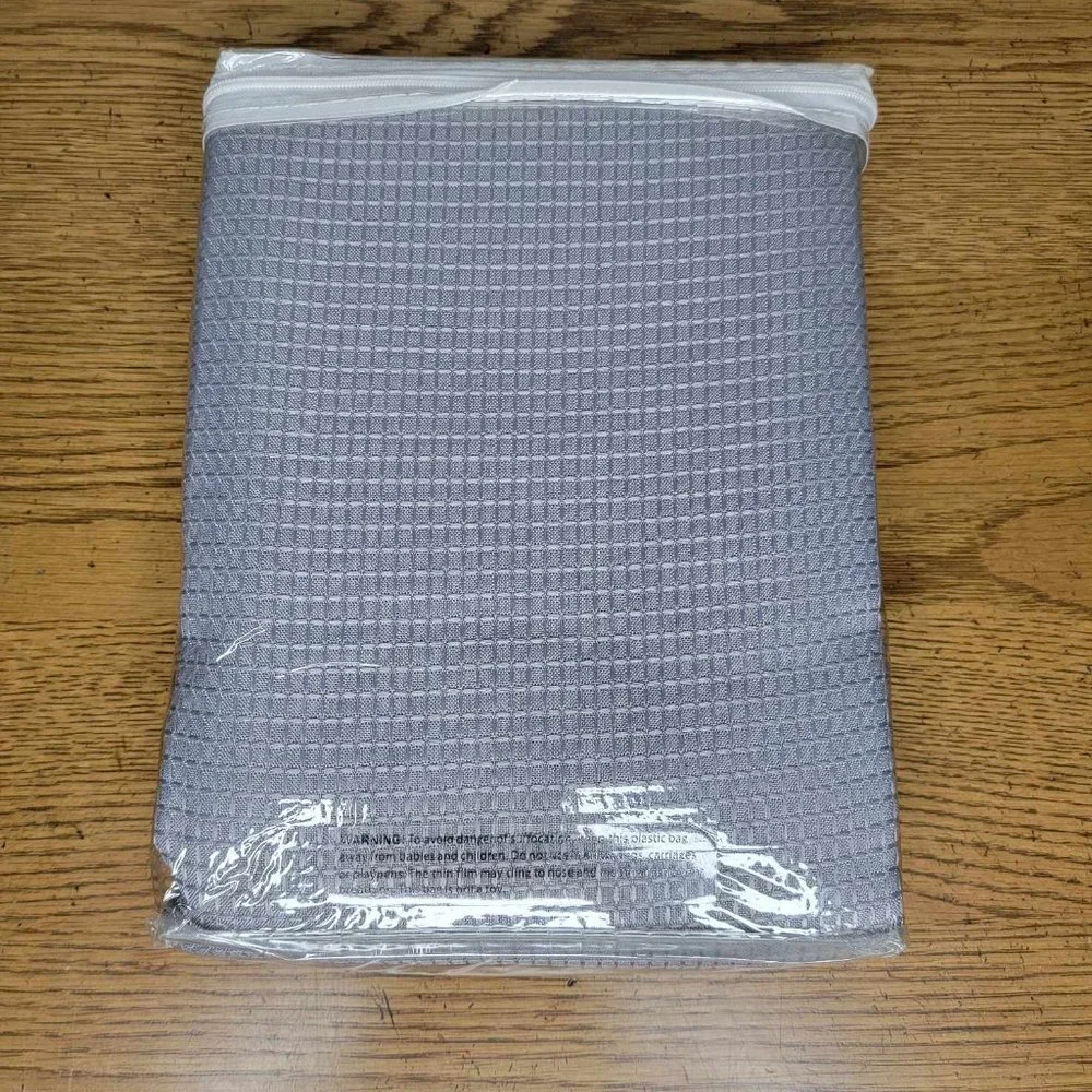 CAROMIO Grey Shower Curtain, Modern Waffle Weave Polyester Fabric Shower Curtain